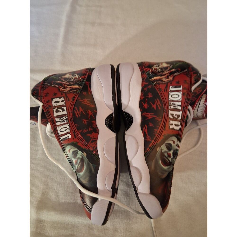 Joker Sneakers Red Black Ha Ha Ha Theme Cosplay Kids Size 5.5 - Picture 1 of 15